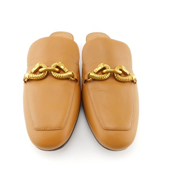 TORY BURCH Brown Tan Seahorse Loafer Mule Flats  9 - Picture 2 of 8